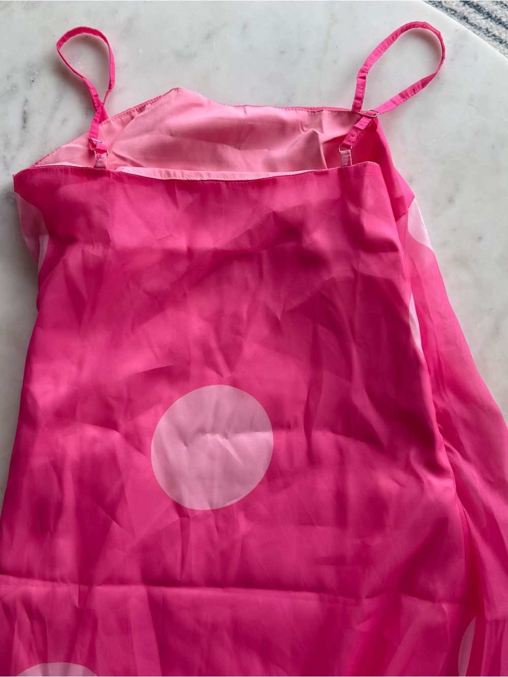 SHEIN Pink Polka Dot Sheer Maxi Slip Dress - Picture 3 of 5